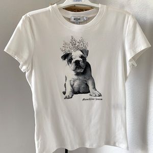 Bulldog print crew-neck T-shirt